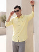 Thomas Scott Men Yellow Premium Slim Fit Long Sleeves Spread Collar Solid Cotton Twill Casual Shirt