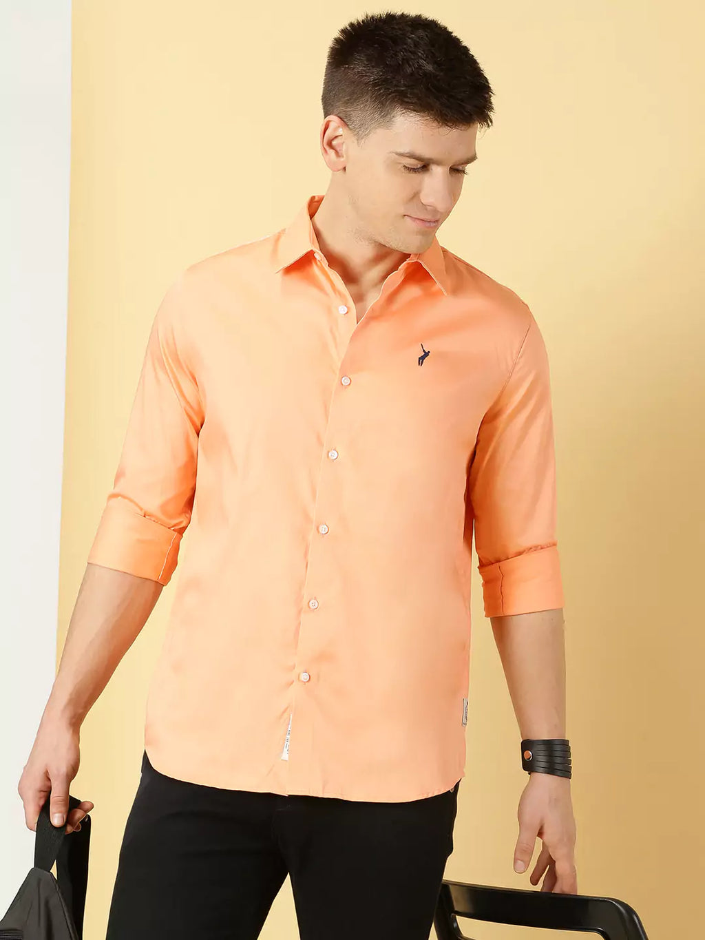 Thomas Scott Men Classic Slim Fit Spread Collar Casual Shirt