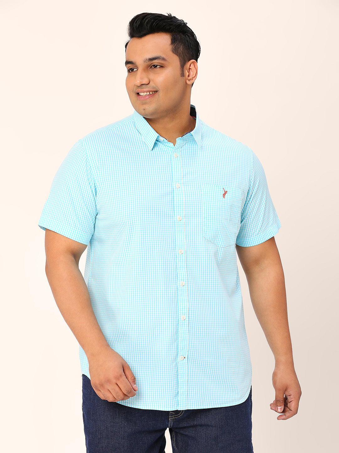 Thomas Scott Men Plus Size Standard Opaque Micro Checks Cotton Casual Shirt
