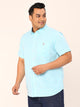 Sky Blue Plus Size Standard Opaque Micro Checks Cotton Casual Shirt For Men