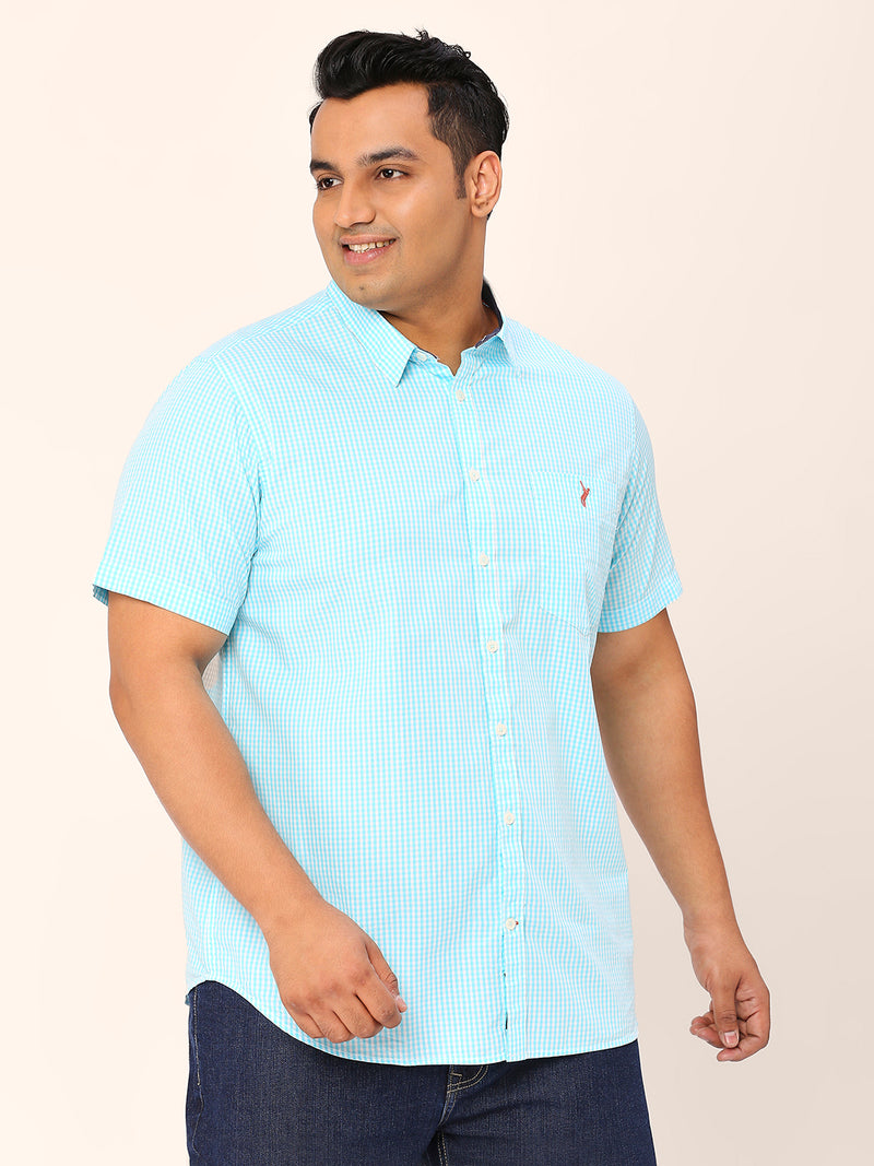 Thomas Scott Men Plus Size Standard Opaque Micro Checks Cotton Casual Shirt