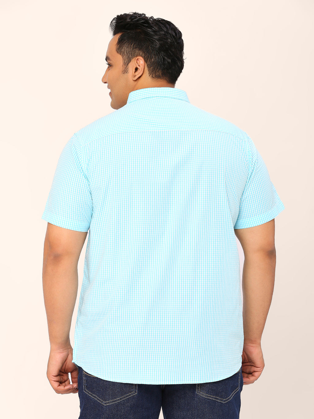 Thomas Scott Men Plus Size Standard Opaque Micro Checks Cotton Casual Shirt