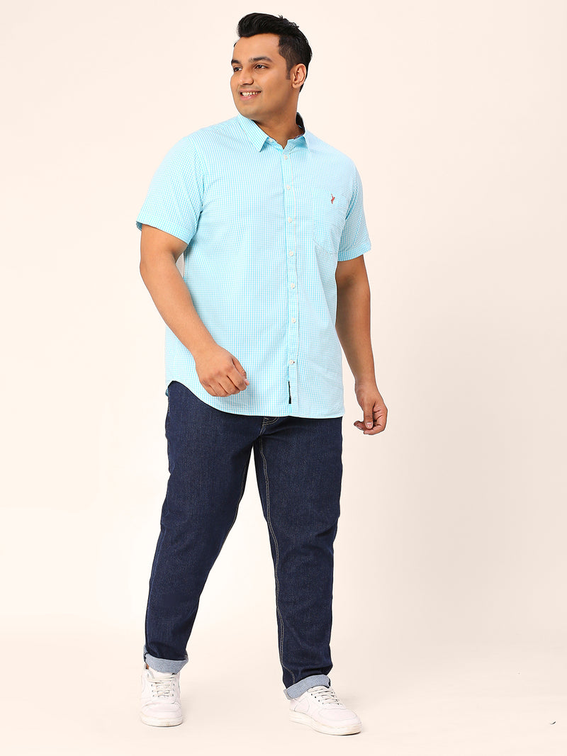 Thomas Scott Men Plus Size Standard Opaque Micro Checks Cotton Casual Shirt