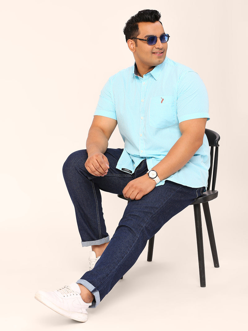 Thomas Scott Men Plus Size Standard Opaque Micro Checks Cotton Casual Shirt