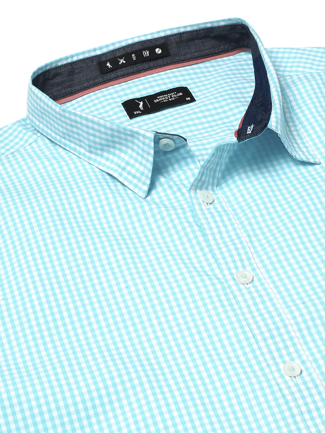 Thomas Scott Men Plus Size Standard Opaque Micro Checks Cotton Casual Shirt