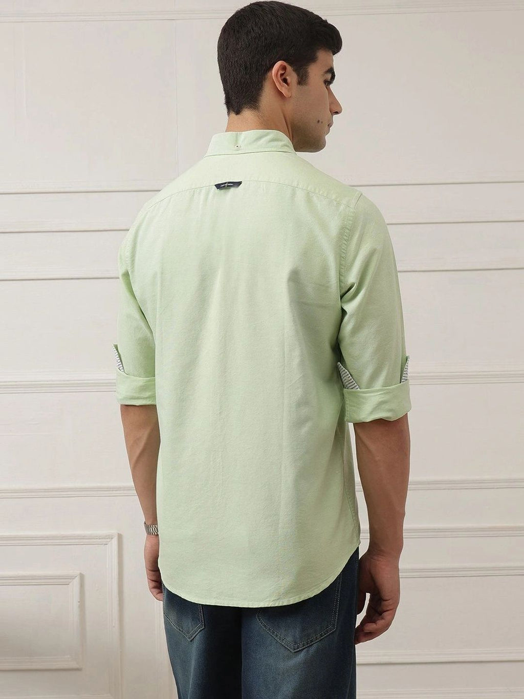 Pista Premium Regular Fit Button-Down Collar Solid Pure Cotton Casual Shirt For Men