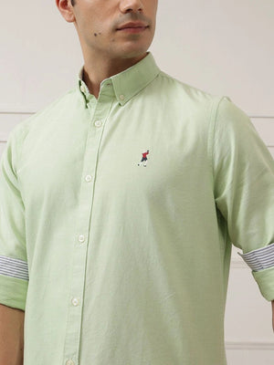 Pista Premium Regular Fit Button-Down Collar Solid Pure Cotton Casual Shirt For Men