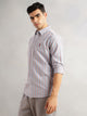 Thomas Scott Men Blue Slim Fit Long Sleeves Vertical Stripes Spread Collar 100% Cotton Oxford Casual Shirt