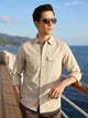 Beige Cricket Club Collection Men Slim Fit Cotton Casual Shirt For Men-Dual Flap Pocket
