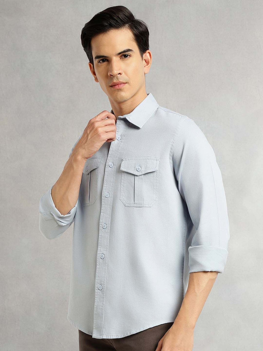 Blue Cricket Club Collection Men Slim Fit Cotton Casual Shirt For Men-Dual Flap Pocket