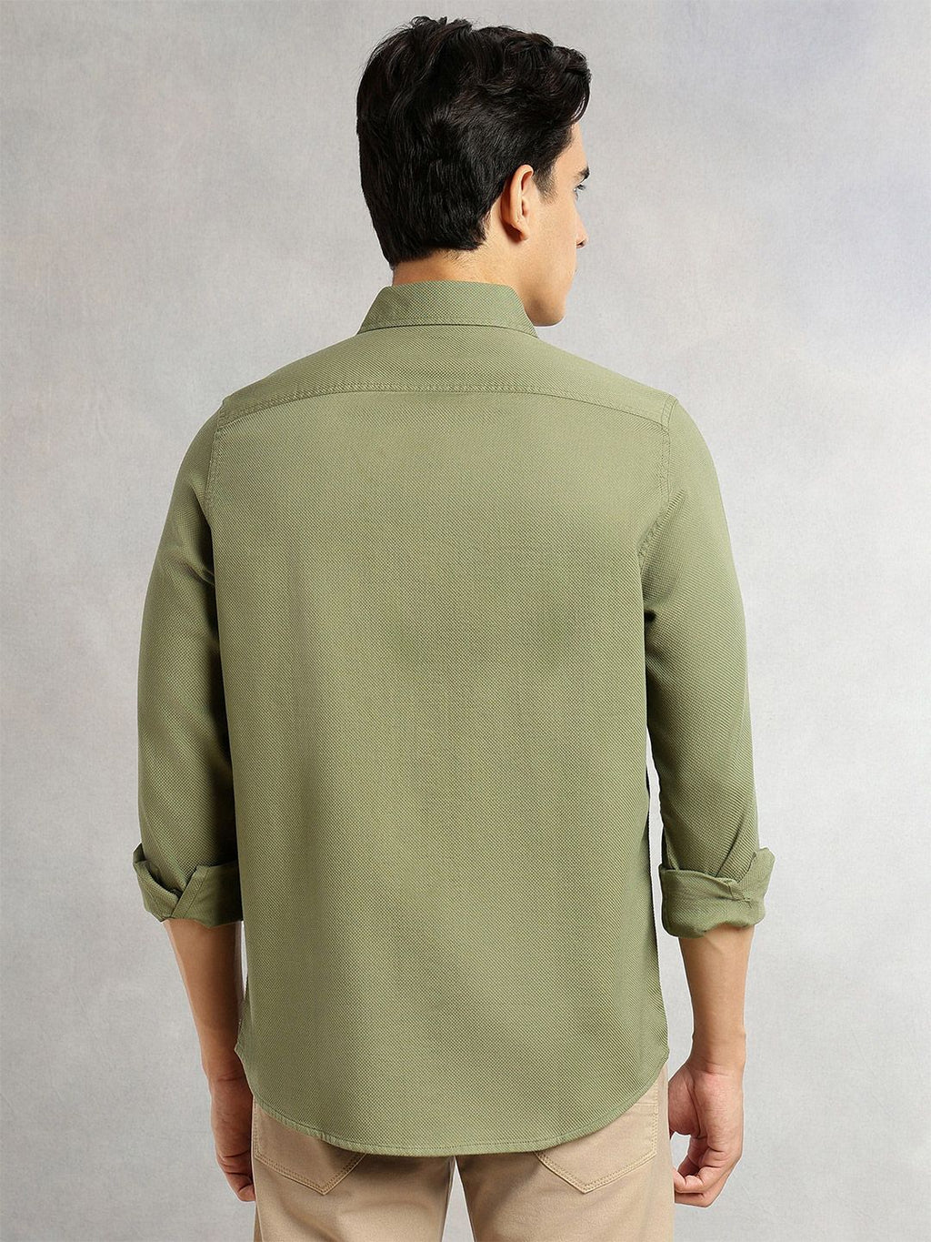 Thomas Scott Men Olive Cricket Club Collection Men Slim Fit Cotton Casual Shirt-Dual Flap Pocket