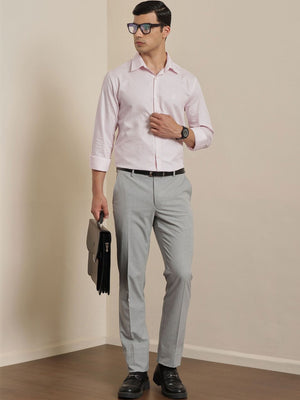 Thomas Scott Men Premium Pink Gingham Checks Cotton Formal Shirt with Spread Collar & Full Sleeves