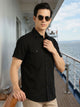 Black Men Cricket Club Collection Premium Slim Fit Casual Shirt For Men-Dual Flap Pockets With Short Sleeves