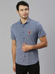Thomas Scott Men Navy Classic Slim Fit Short Sleeves Spread Collar Solid Knitted Casual Shirts