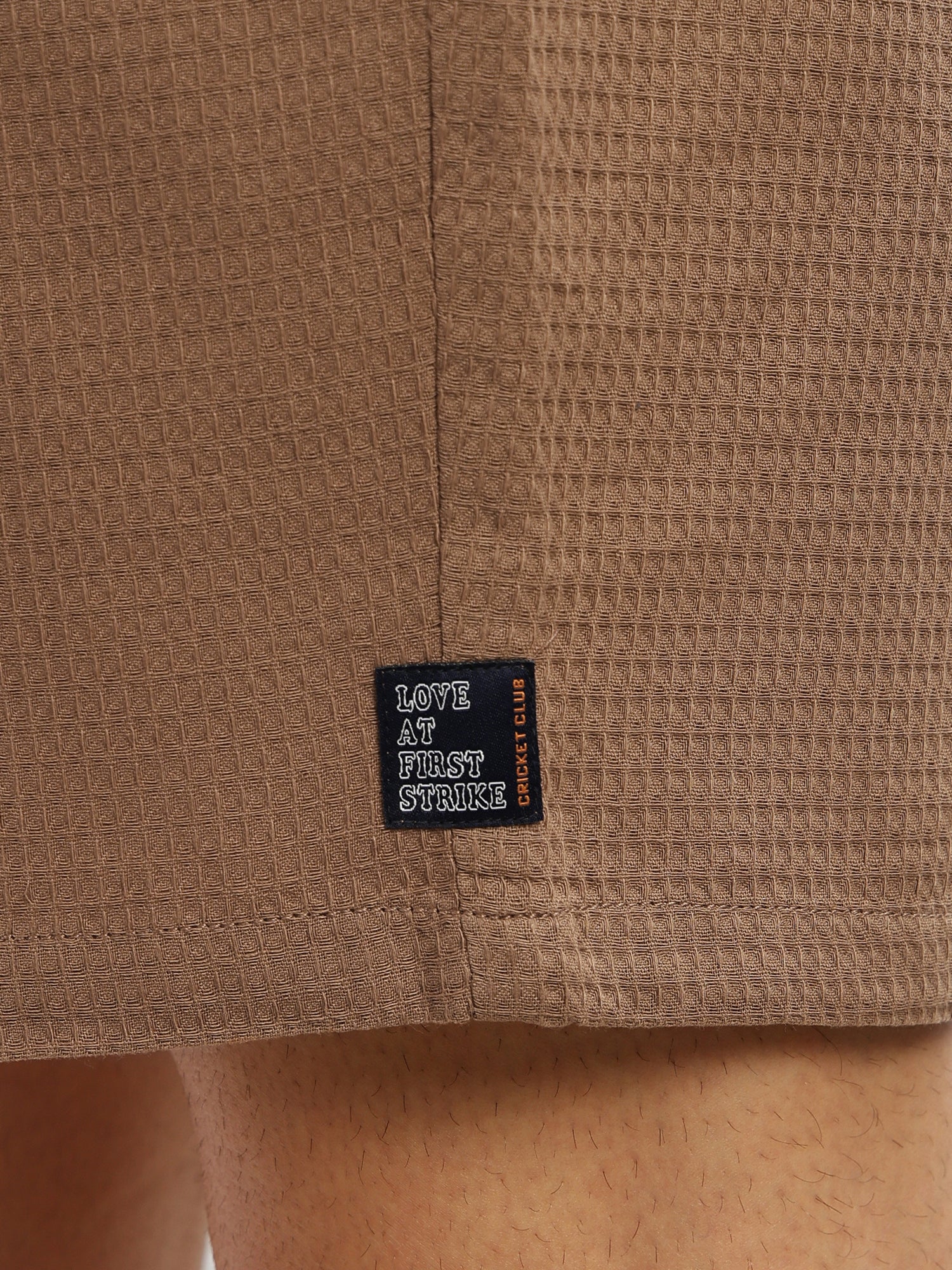Thomas Scott Men Brown Cricket Club Collection Straight Fit Textured Waffle Cotton Shorts