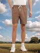 Brown Cricket Club Collection Straight Fit Textured Waffle Cotton Shorts For Men