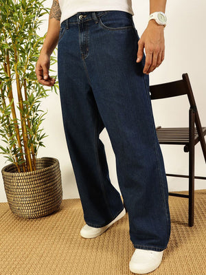 Blue Smart Bootcut Fit Clean Look Non Stretchable Jeans For Men