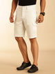 Thomas Scott Men White Straight Fit Mid Rise Solid Cargo Shorts