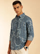 Blue1 Regular Fit Long Sleeves Abstract Printed Pure Cotton Casual Shirt For Men