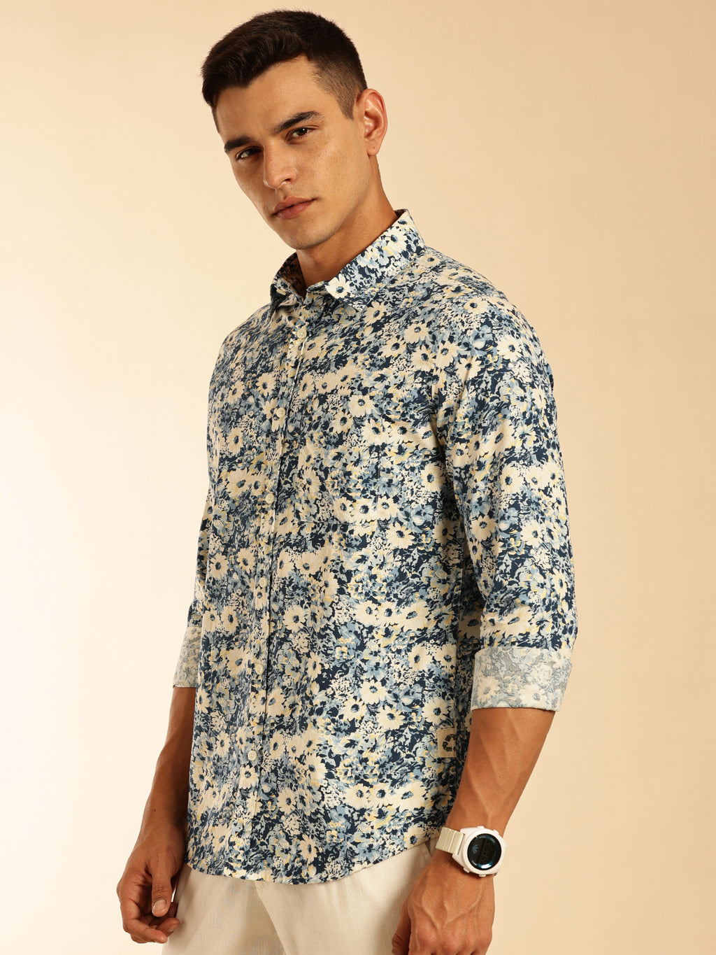Thomas Scott Men Multi Regular Fit Long Sleeves Abstract Printed Pure Cotton Casual Shirt