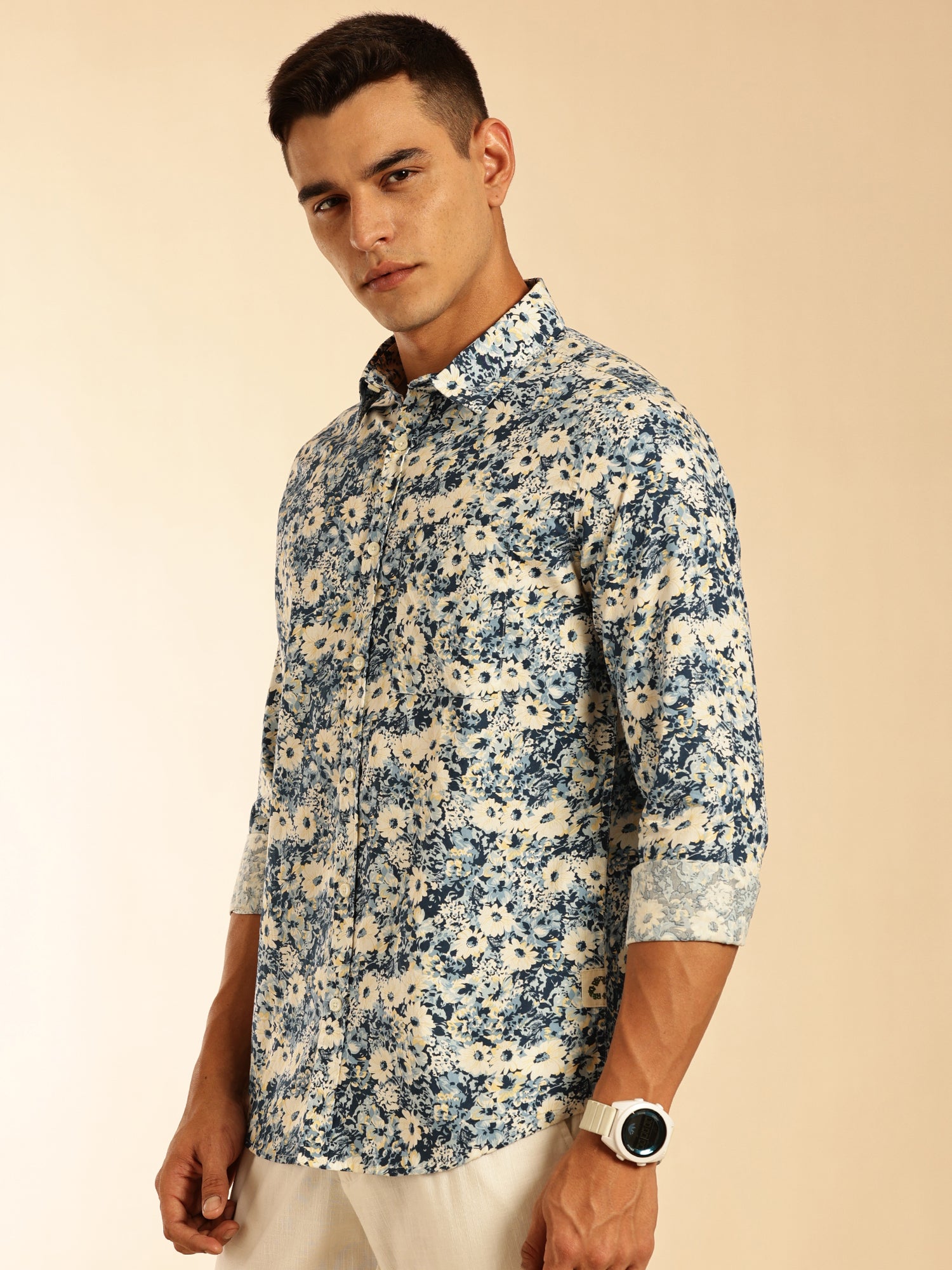 Thomas Scott Men Multi Regular Fit Long Sleeves Abstract Printed Pure Cotton Casual Shirt