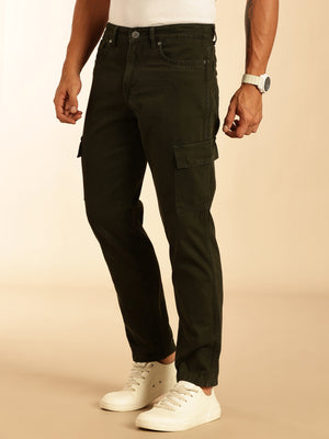 Thomas Scott Men Dark Green Loose Fit Mid-Rise Non Stretchable Cargo Jeans