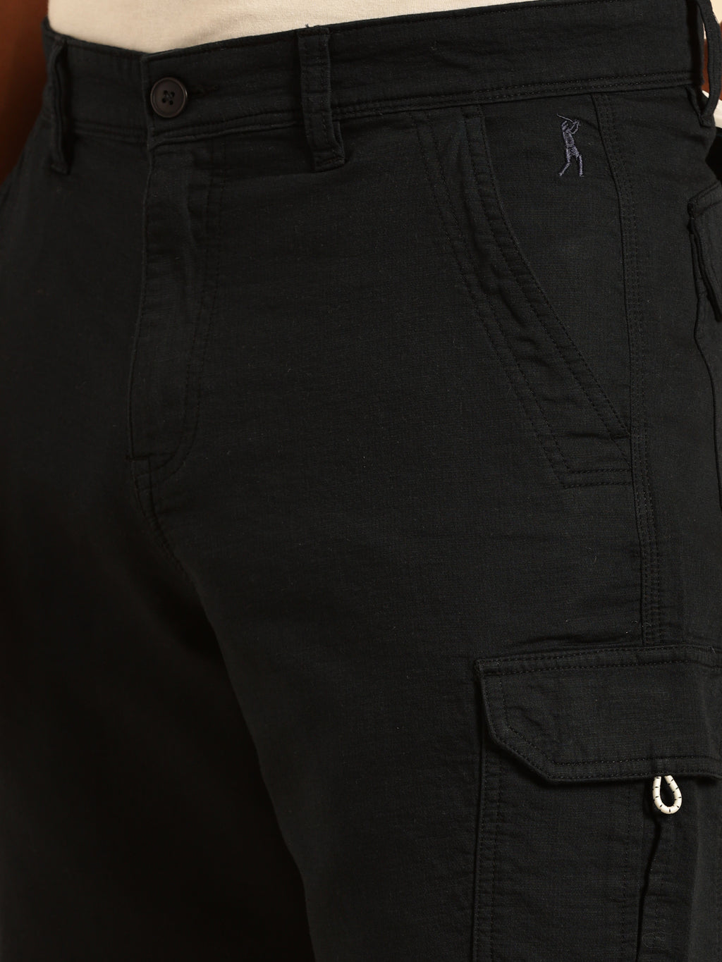 Thomas Scott Men Navy Straight Fit Mid Rise Solid Cargo Shorts