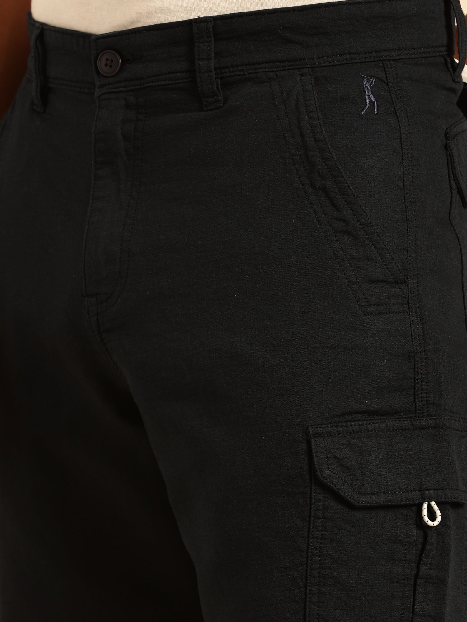 Thomas Scott Men Navy Straight Fit Mid Rise Solid Cargo Shorts