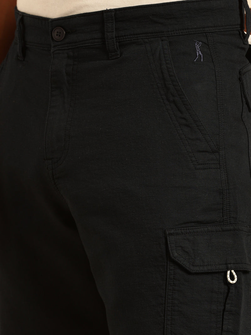 Thomas Scott Men Navy Straight Fit Mid Rise Solid Cargo Shorts