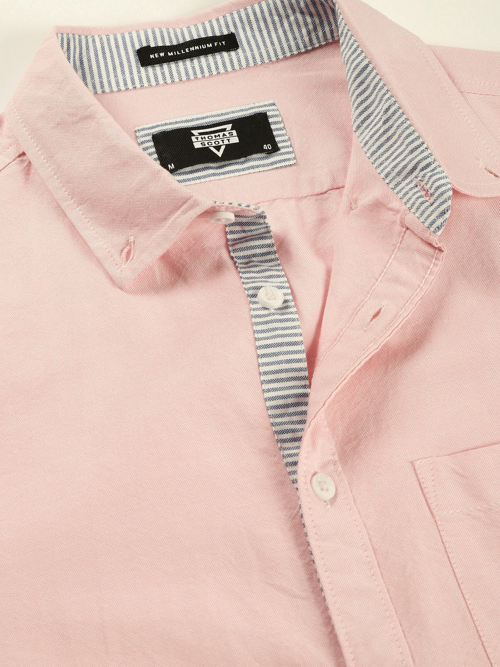 Thomas Scott Men Pink Slim Fit Long Sleeves Button-Down Collar Oxford Casual Shirt