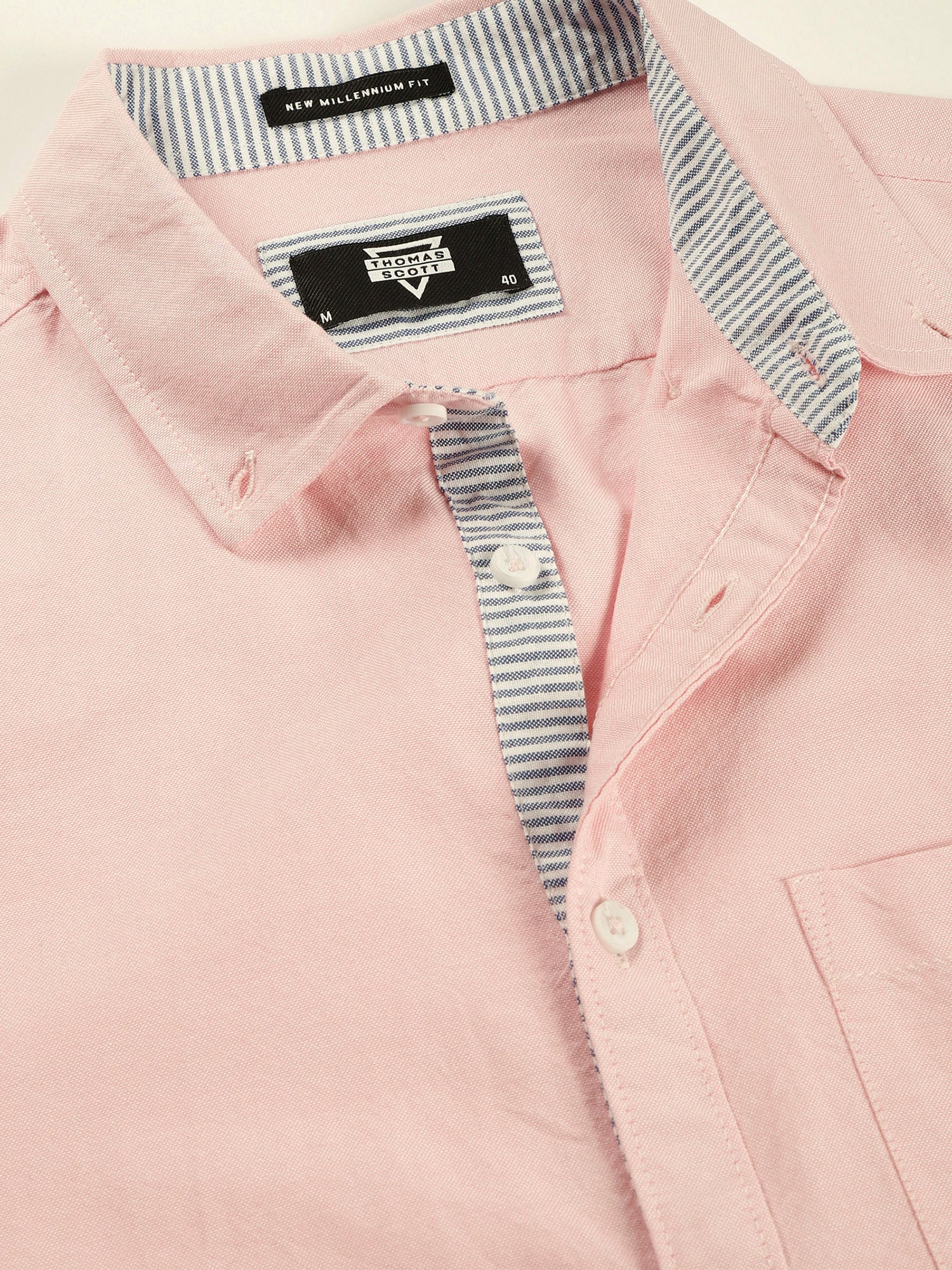 Thomas Scott Men Pink Slim Fit Long Sleeves Button-Down Collar Oxford Casual Shirt