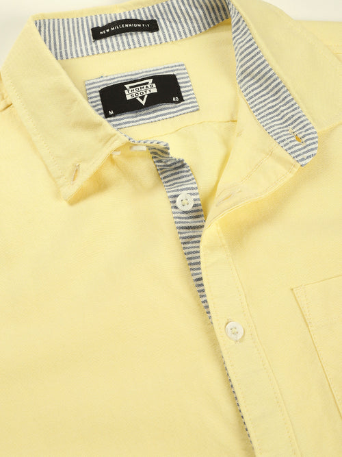 Thomas Scott Men Yellow Slim Fit Long Sleeves Button-Down Collar Oxford Casual Shirt