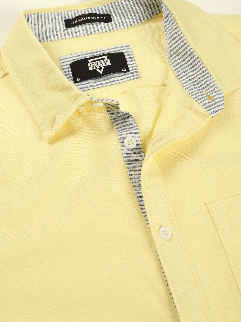 Thomas Scott Men Yellow Slim Fit Long Sleeves Button-Down Collar Oxford Casual Shirt