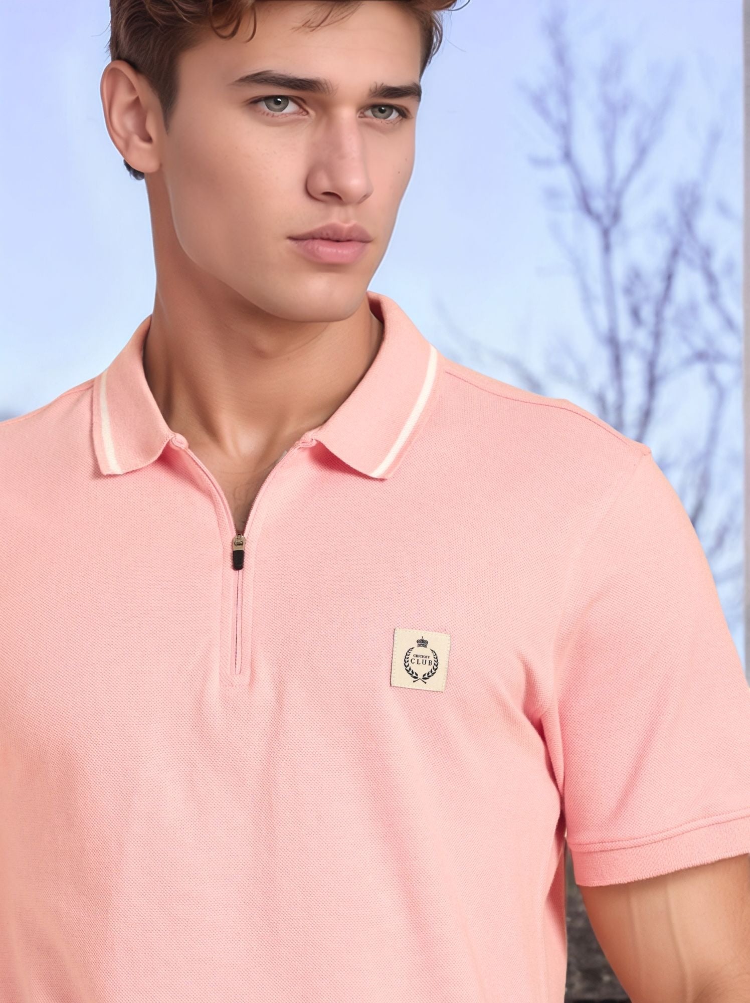 Thomas Scott Men Pink Regular Fit Short Sleeves Knitted Polo Collar T-shirt