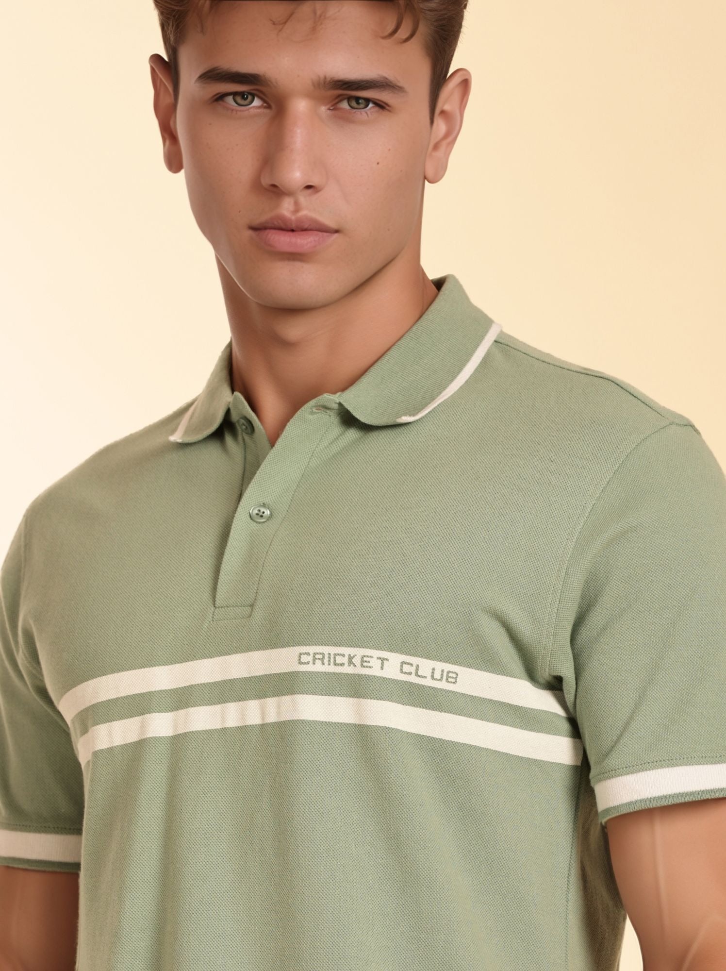 Thomas Scott Men Pista Regular Fit Short Sleeves Knitted Polo Collar T-shirt