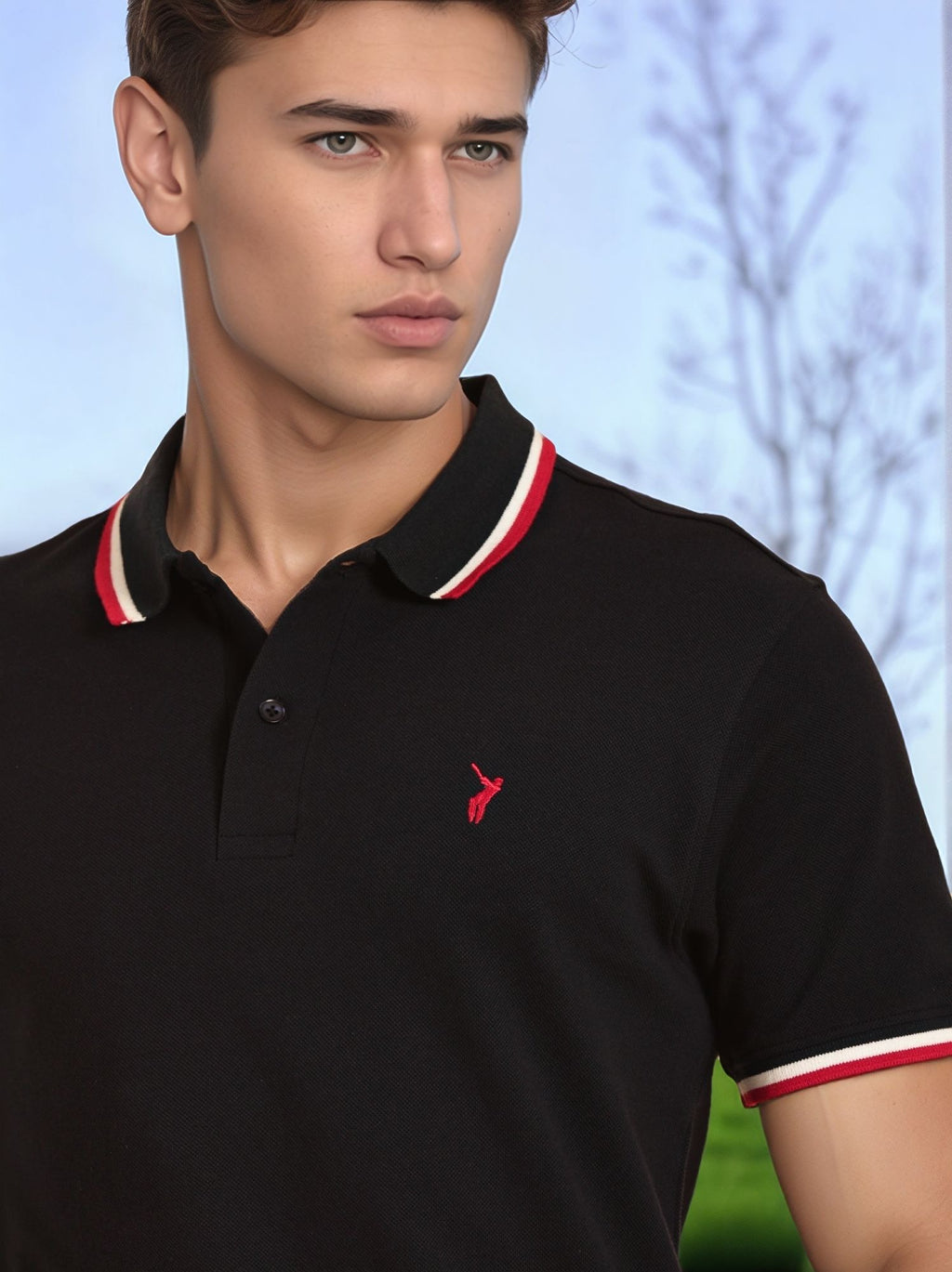 Thomas Scott Men Navy Regular Fit Short Sleeves Knitted Polo Collar T-shirt