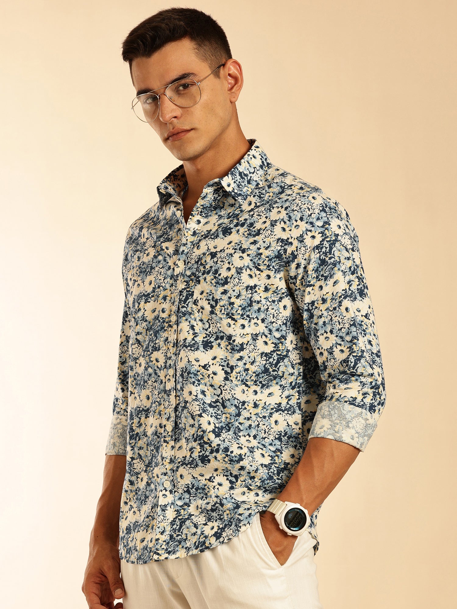 Thomas Scott Men Multi Regular Fit Long Sleeves Abstract Printed Pure Cotton Casual Shirt