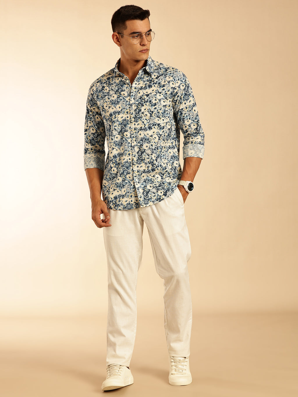 Thomas Scott Men Multi Regular Fit Long Sleeves Abstract Printed Pure Cotton Casual Shirt