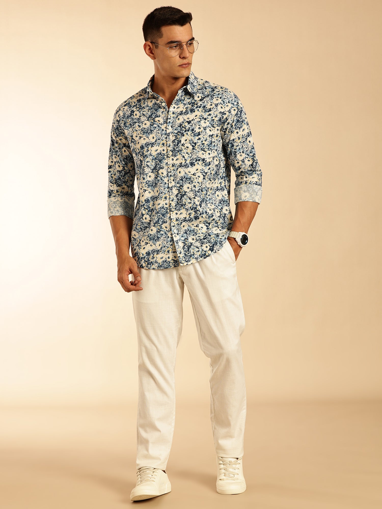 Thomas Scott Men Multi Regular Fit Long Sleeves Abstract Printed Pure Cotton Casual Shirt