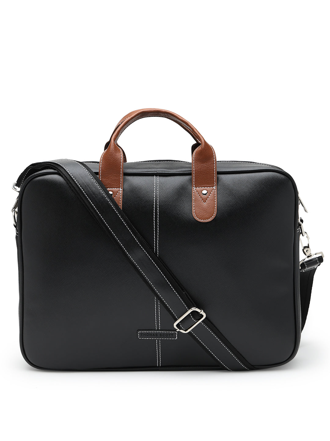 Thomas Scott Men Textured PU Laptop Bag