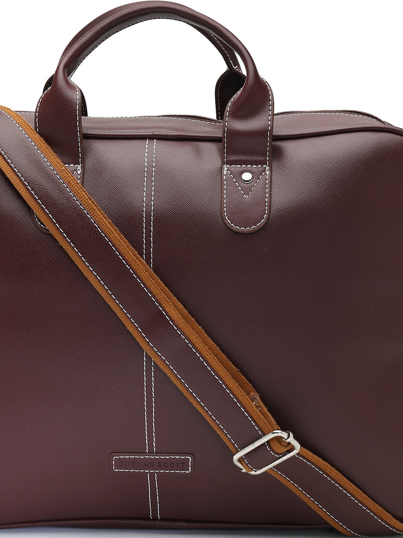Thomas Scott Men Textured PU Laptop Bag