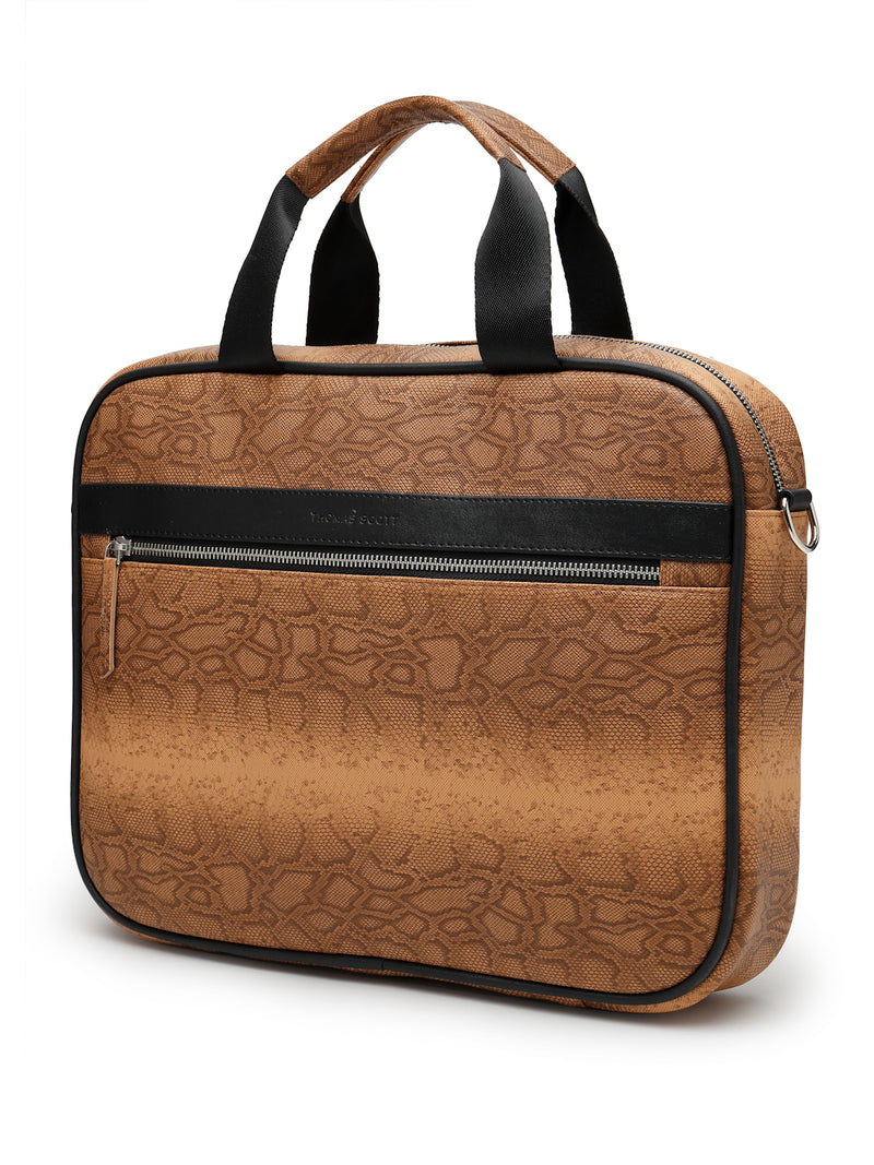 Thomas Scott Men Textured PU Laptop Bag