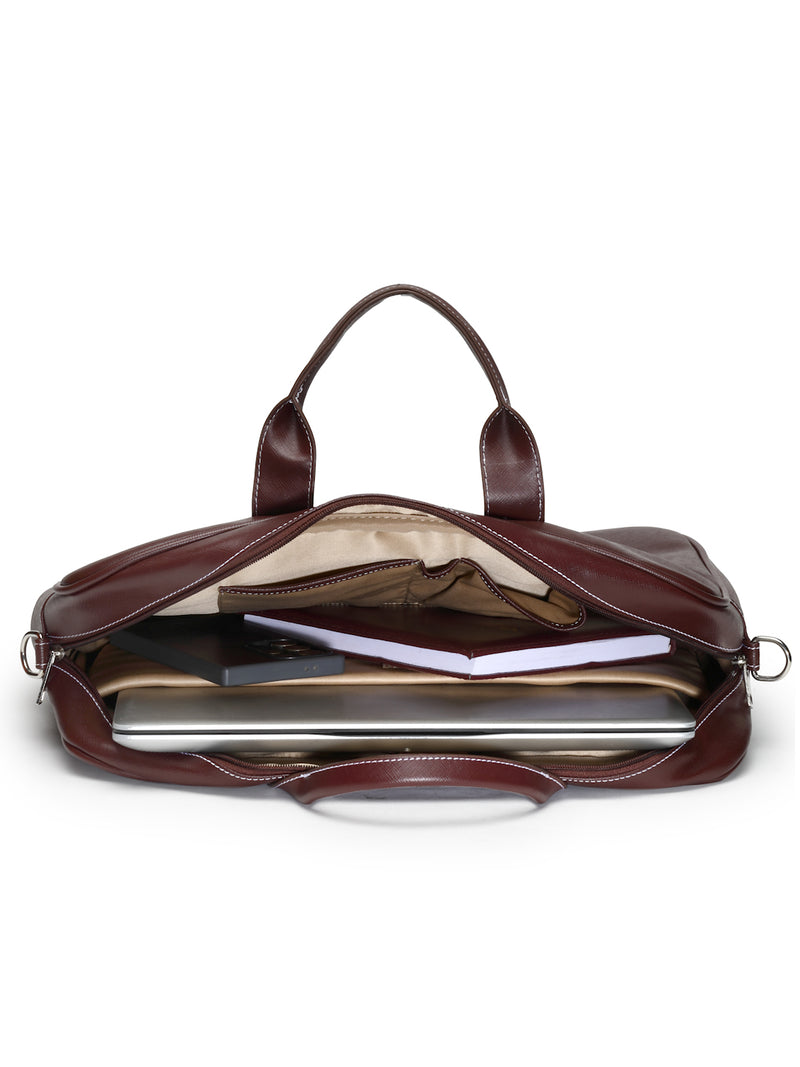 Thomas Scott Men Textured PU Laptop Bag