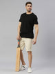 Beige Mid-Rise Slim Fit Sports Shorts For Men
