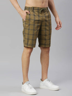 Thomas Scott Men Checked Mid-Rise Slim Fit Shorts