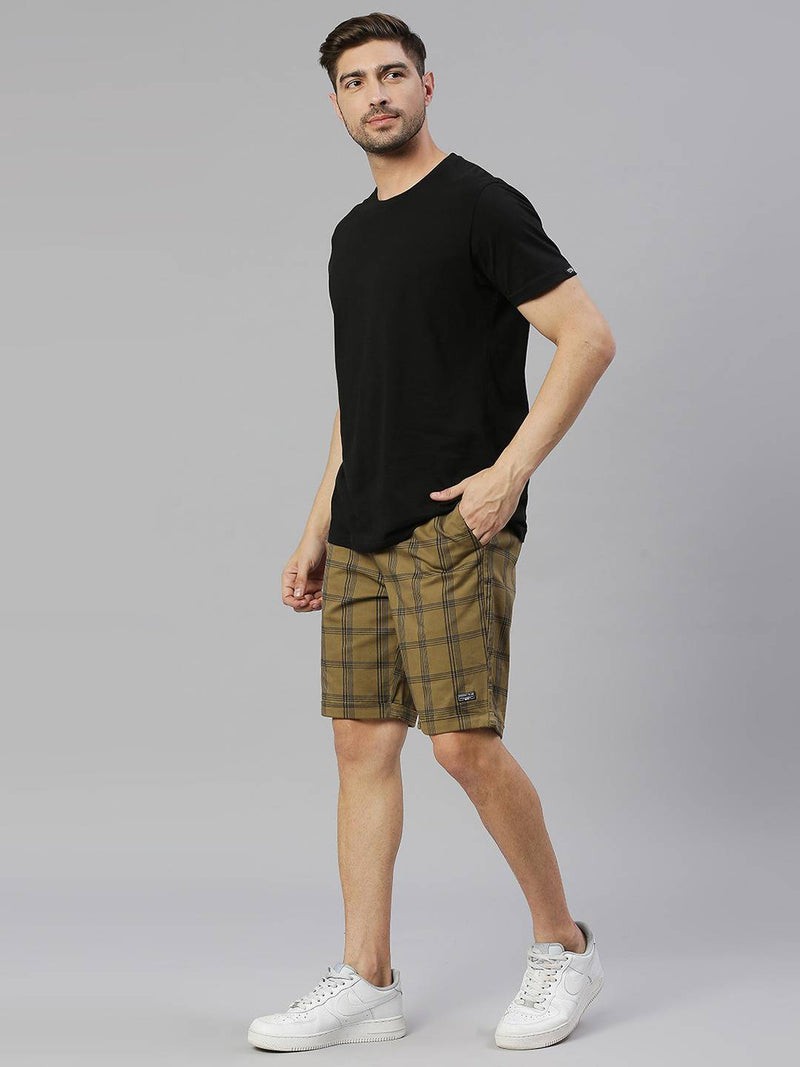 Thomas Scott Men Checked Mid-Rise Slim Fit Shorts