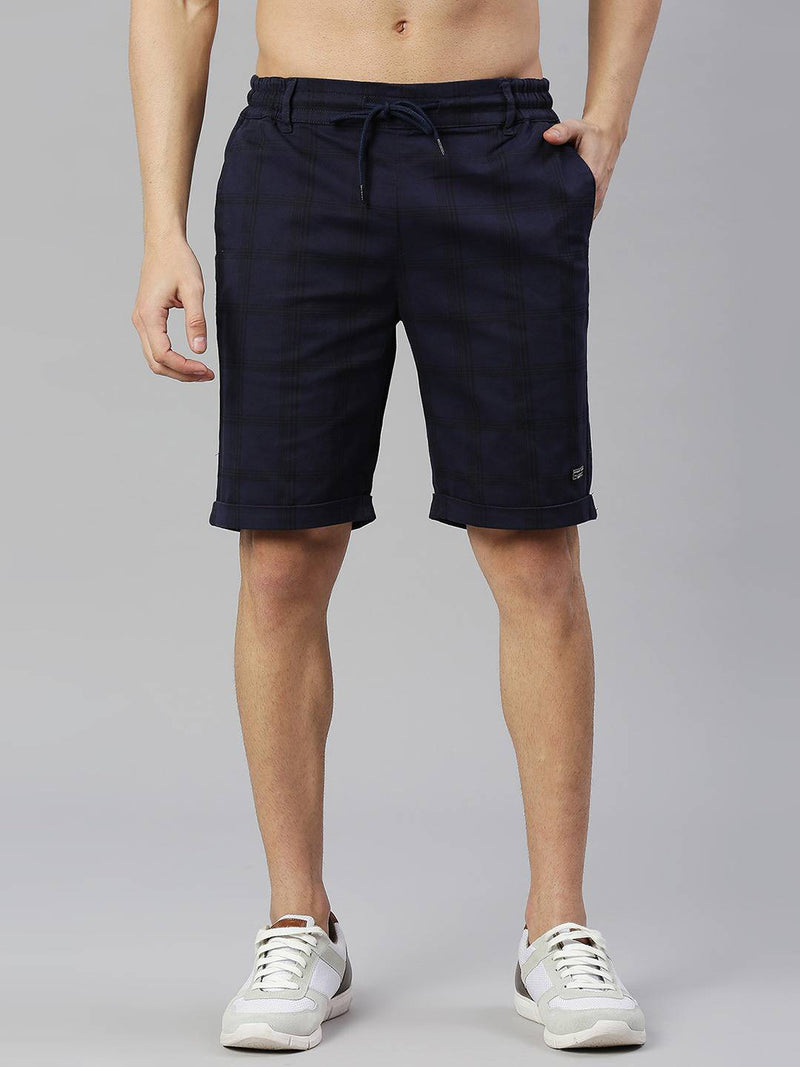 Thomas Scott Men Checked Mid-Rise Slim Fit Sports Shorts