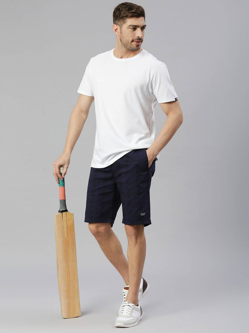 Thomas Scott Men Checked Mid-Rise Slim Fit Sports Shorts