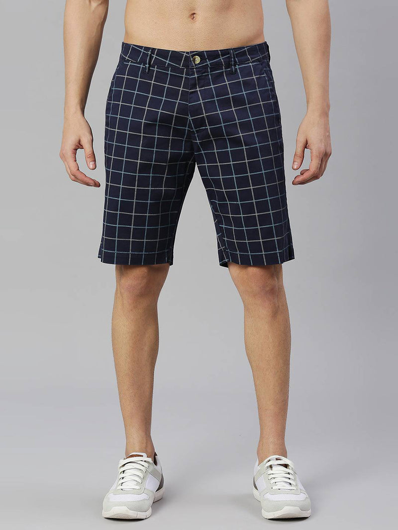 Thomas Scott Men Checked Mid-Rise Slim Fit Sports Shorts