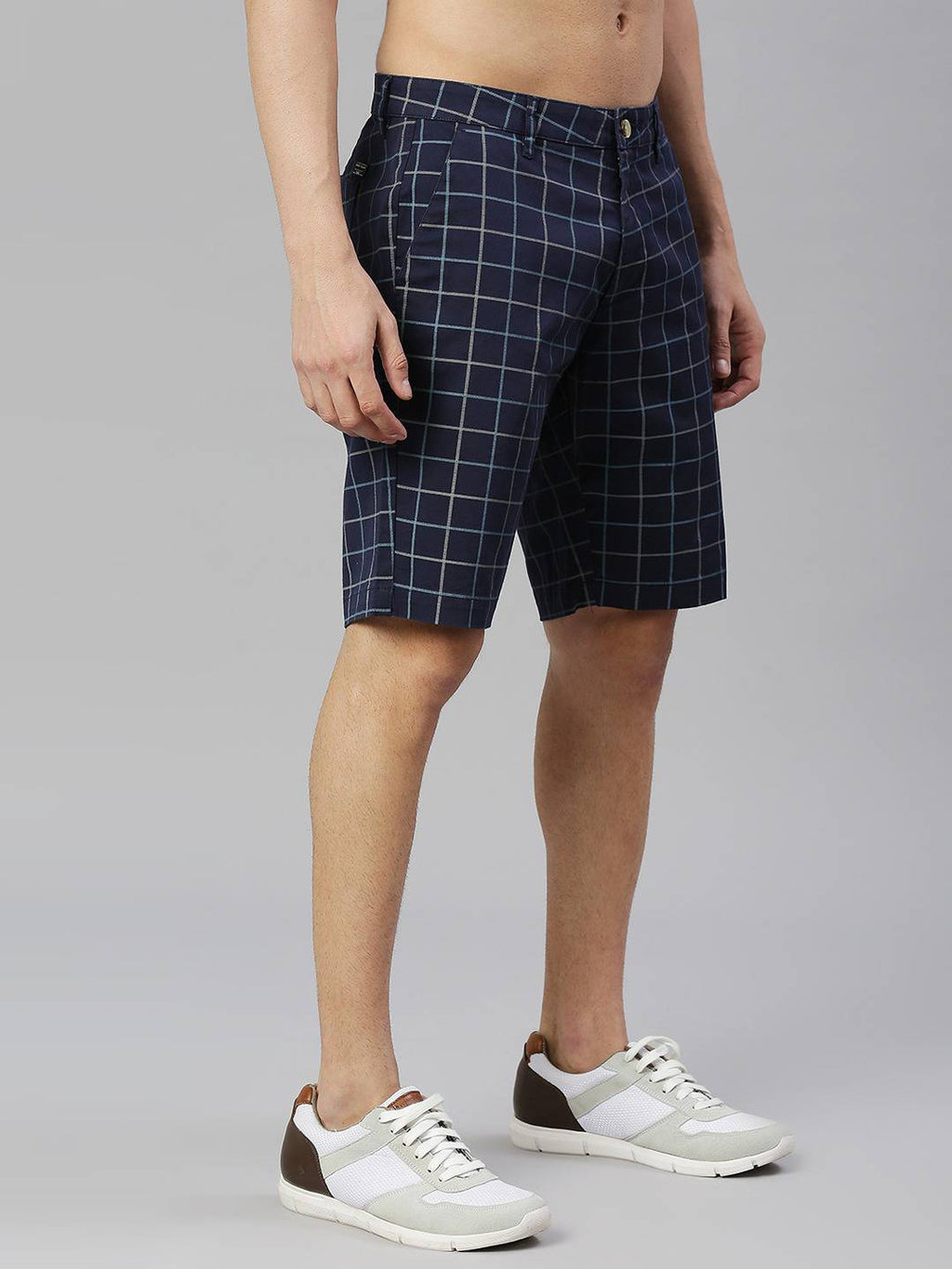 Thomas Scott Men Checked Mid-Rise Slim Fit Sports Shorts